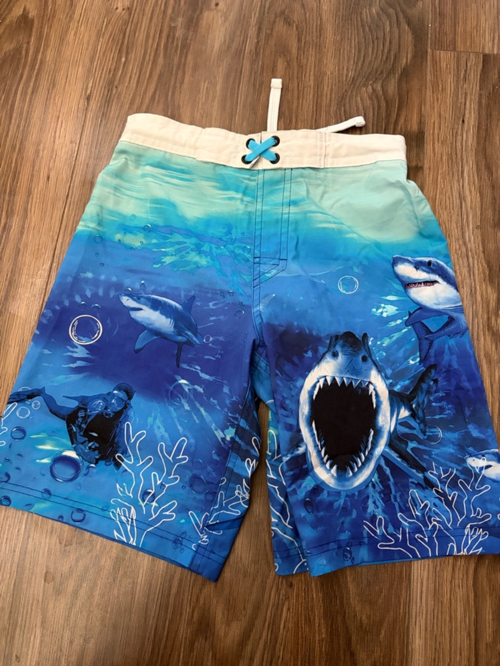 wonder nation Blue Shark Scene Swim Trunks